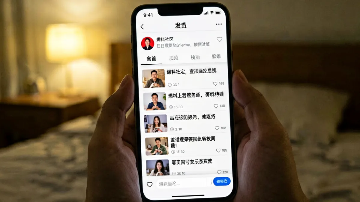 黑料社移动端浏览页面，用户在手机上查看热门爆料和参与评论讨论的真实场景