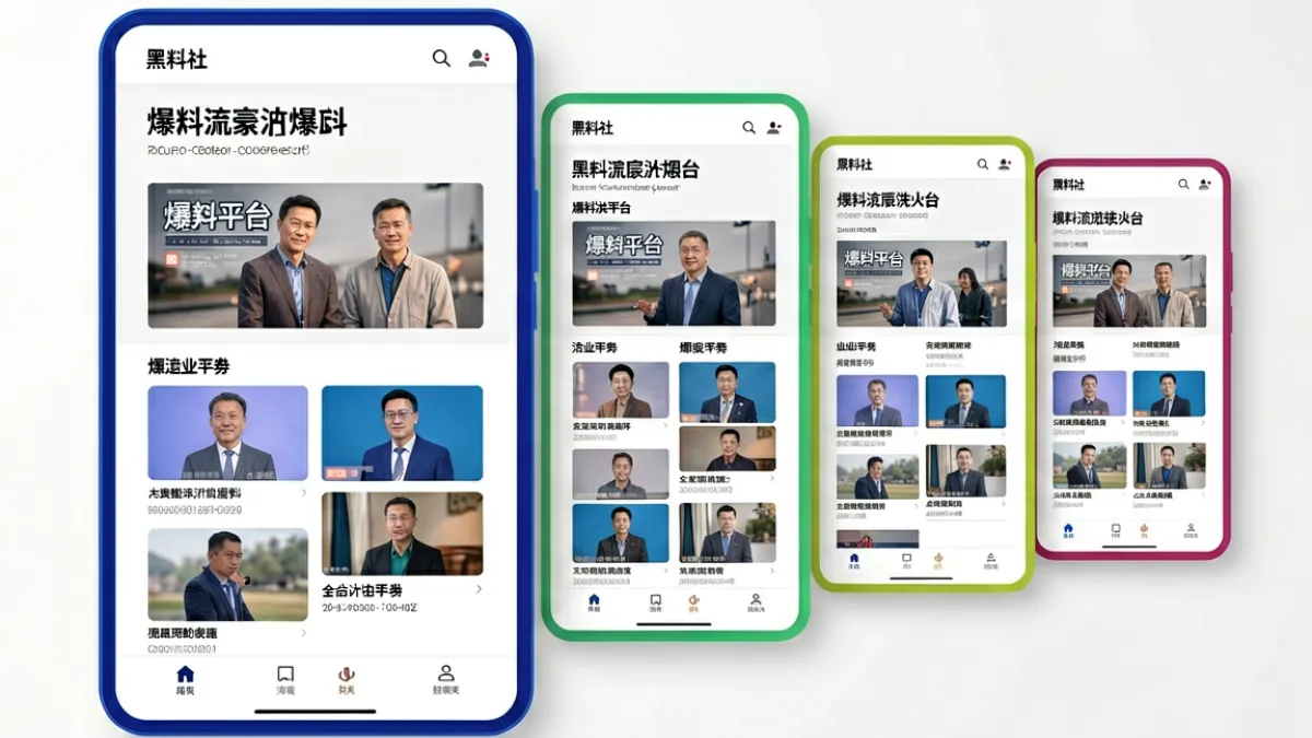黑料社与多个同类爆料平台的对比示意图，展示各平台界面风格与内容质量差异